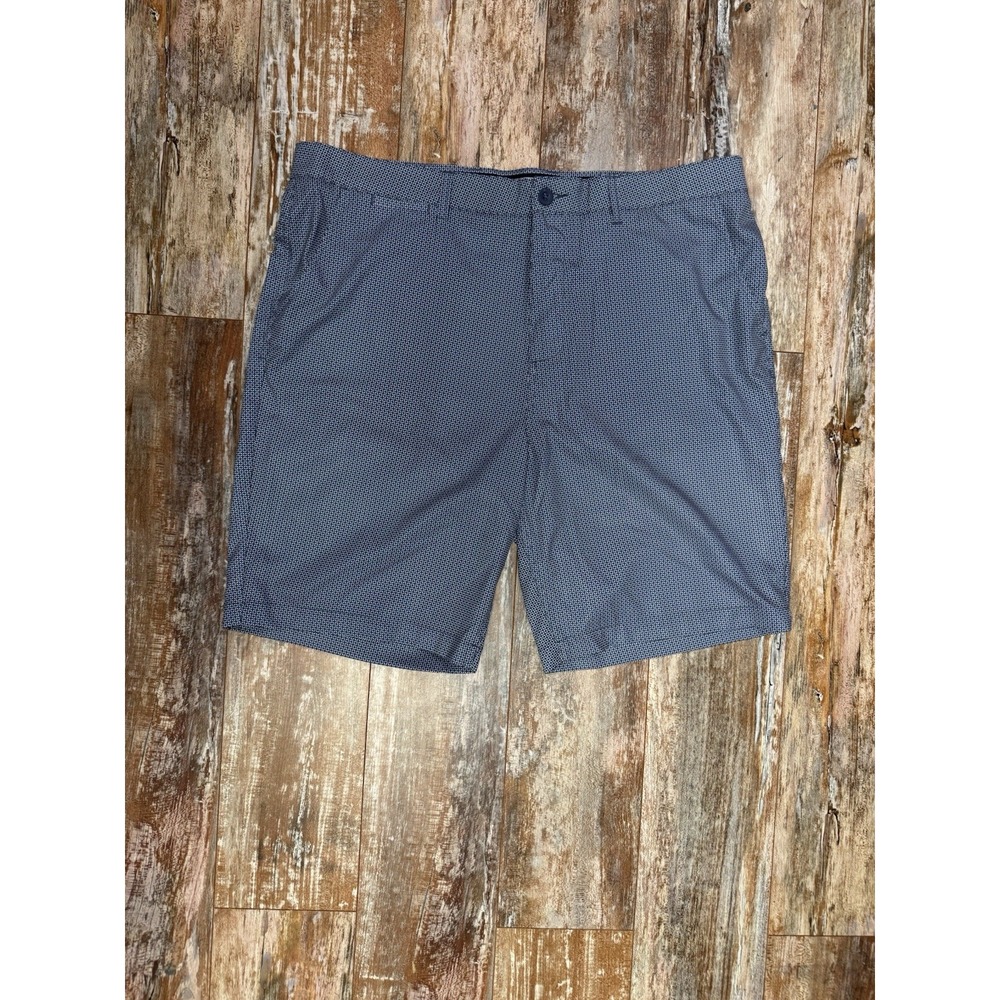 Mens Johnnie-O Flat Front Performance Stretch Golf Shorts Size 38 Blue Geometric